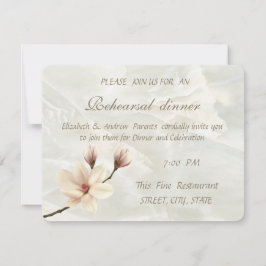 Invitación Cena de ensayo de Magnolia elegante, mármol blanco