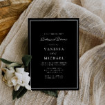 Invitación cena de ensayo de marco blanco negro moderno<br><div class="desc">diseño moderno en blanco y negro con marco y texto personalizado</div>