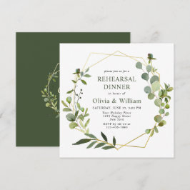 Invitación Cena de ensayo de marco geométrico de eucalipto mo