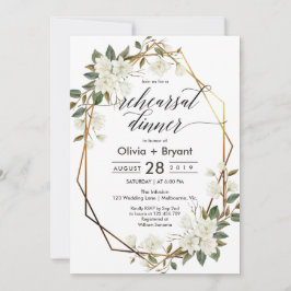 Invitación Cena de ensayo de marco geométrico de oro de Magno