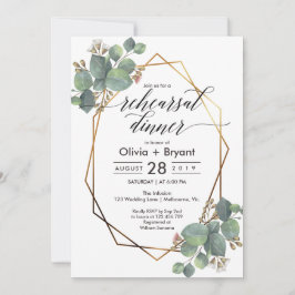 Invitación Cena de ensayo de marco geométrico eucalipto