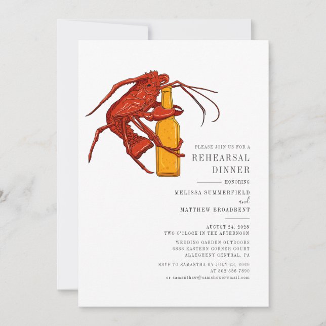 Invitación Cena de ensayo de mariscos acuáticos para langosta (Anverso)