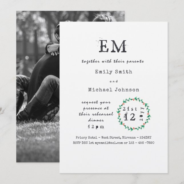 Invitación Cena de ensayo de navidad rusa invita a agregar FO (Anverso / Reverso)