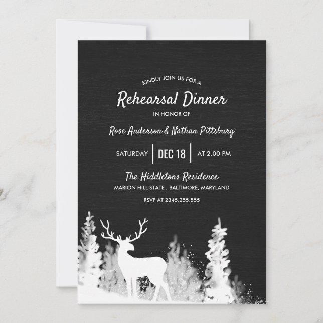 Invitación Cena de ensayo de Navidades de renos de Chalkboard (Anverso)