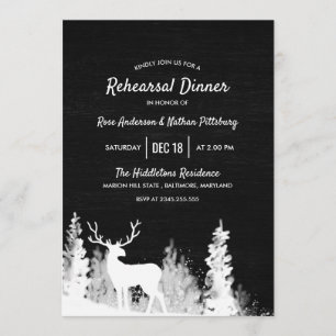 Invitación Cena de ensayo de Navidades de renos de Chalkboard