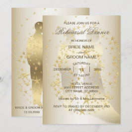 Invitación Cena de Ensayo de Novios con Estrellas Doradas
