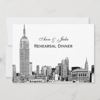 Invitación Cena de ensayo de NYC Skyline 01 Etchd DIY BG Colo