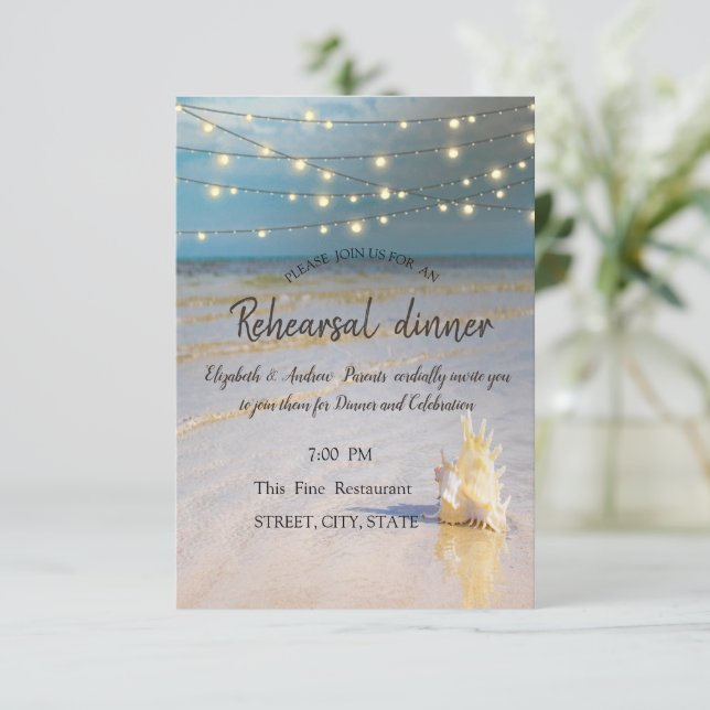 Invitación Cena de ensayo de olas de playa (Anverso de pie)