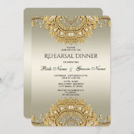 Invitación Cena de ensayo de ornato de oro