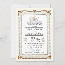 Invitación Cena de ensayo de oro Art Deco Nouveau Gatsby