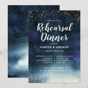 Invitación Cena de ensayo de oro azul de la marina