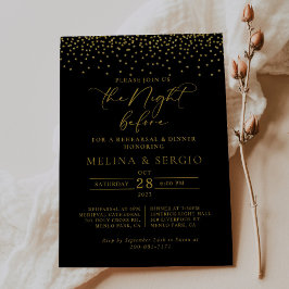 Invitación Cena de ensayo de oro de Confetti Boho negro