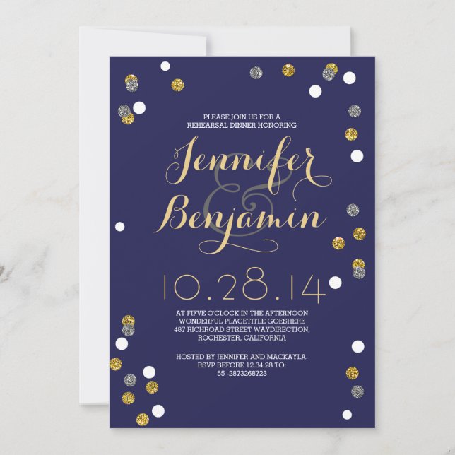 Invitación Cena de ensayo de oro y plata de la marina (Anverso)