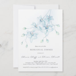 Invitación Cena de ensayo de orquídeas azules blandas