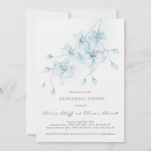 Invitación Cena de ensayo de orquídeas azules blandas