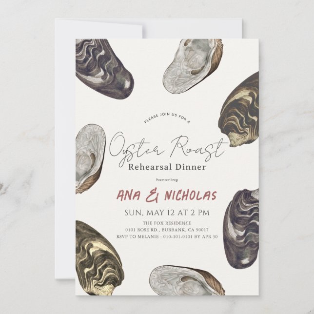 Invitación Cena de ensayo de ostras (Anverso)