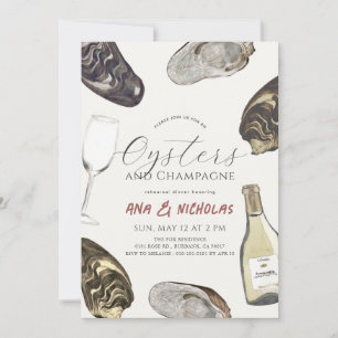 Invitación Cena de ensayo de ostras y champán
