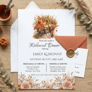 Invitación Cena de Ensayo de Otoño Boho Floral con Lazo de Ca