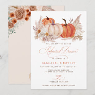 Invitación Cena de Ensayo de Otoño de Calabazas de Pampas Boh