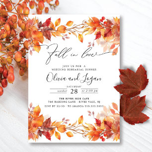 Invitación Cena de ensayo de otoño en amor
