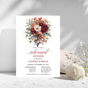 Invitación Cena de Ensayo de Otoño Rojo Profundo Cautivador