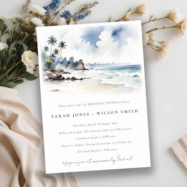Invitación Cena de ensayo de palmeras costeras de Bali Beach (Subido por el creador)