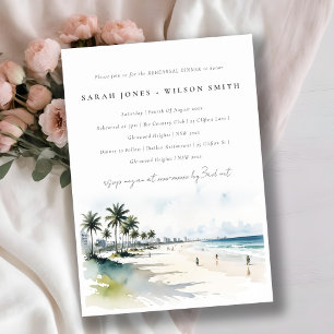 Invitación Cena de ensayo de palmeras costeras de Miami Beach