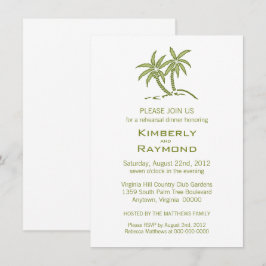 Invitación Cena de ensayo de palmeras gemelas verdes tropical