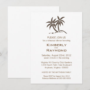Invitación Cena de ensayo de palmeras tropicales mellizas mar