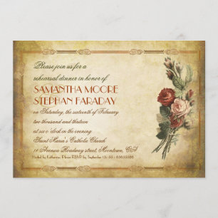 Invitación cena de ensayo de papel viejo y chabby invita