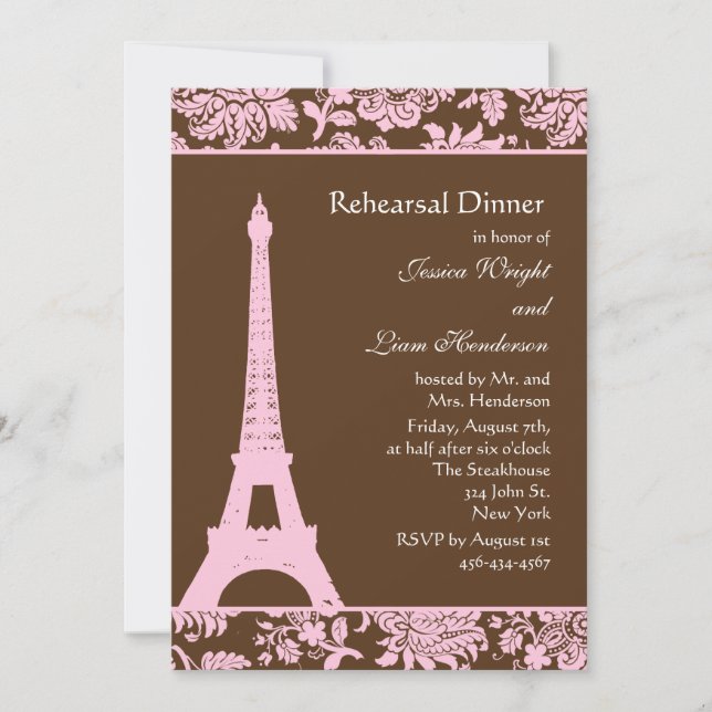 Invitación Cena de ensayo de París y chocolate (Anverso)