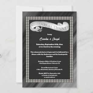 Invitación Cena de Ensayo de Perlas en Blanco y Negro Retro