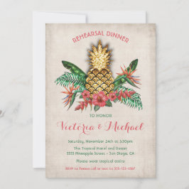 Invitación Cena de ensayo de piña dorada tropical