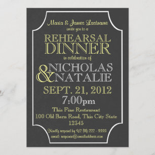 Invitación Cena de ensayo de pizarra de Rótulo