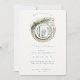 Invitación Cena de ensayo de playa | Boda de invierno