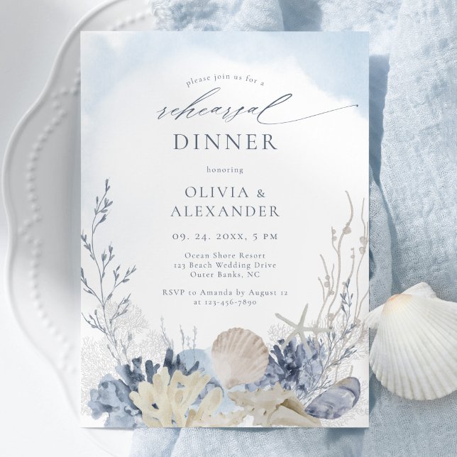 Invitación Cena de ensayo de playa boho acuarela (Subido por el creador)