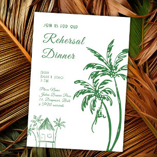 Invitación Cena de Ensayo de Playa Retro Costera Tropical