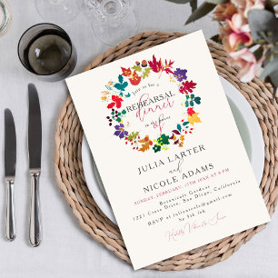Invitación Cena de ensayo de pradera púrpura mostaza de prima