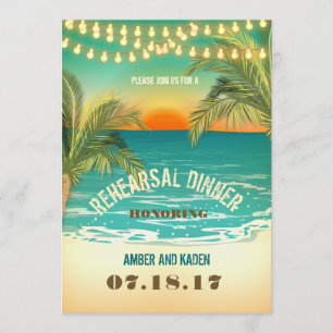 Invitación Cena de ensayo de puesta de sol en playa