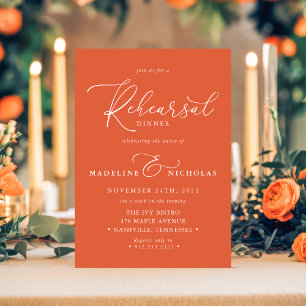 Invitación Cena de Ensayo de Puesta de Sol Naranja Moderna de