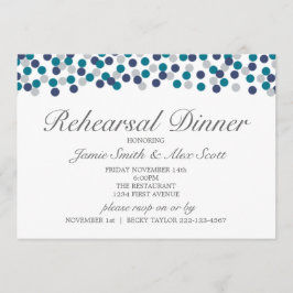 Invitación Cena de ensayo de punto de polka gris de la marina