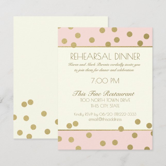 Invitación Cena de ensayo de puntos de oro (Anverso / Reverso)