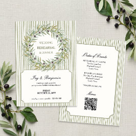 Invitación Cena de Ensayo de Raya Verde Oliva Toscana