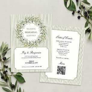 Invitación Cena de Ensayo de Raya Verde Oliva Toscana