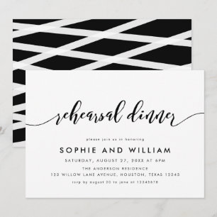 Invitación Cena de ensayo de relax blanco y negro