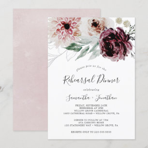 Invitación Cena de ensayo de romance floral