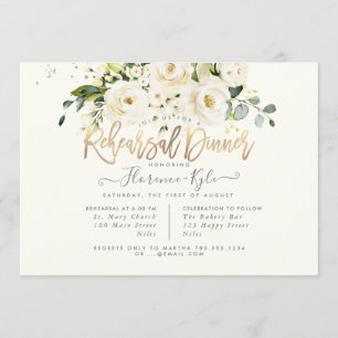 Invitación Cena de ensayo de Rosas alabastro
