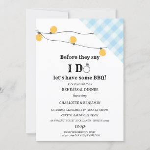 Invitación Cena de ensayo de Rustic I Do BBQ