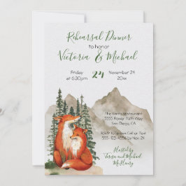 Invitación Cena de ensayo de Rustic Watercoler Forest Fox