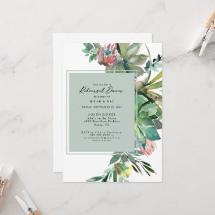 Invitación Cena de Ensayo de Salvia de Cactus Suculento Tropi